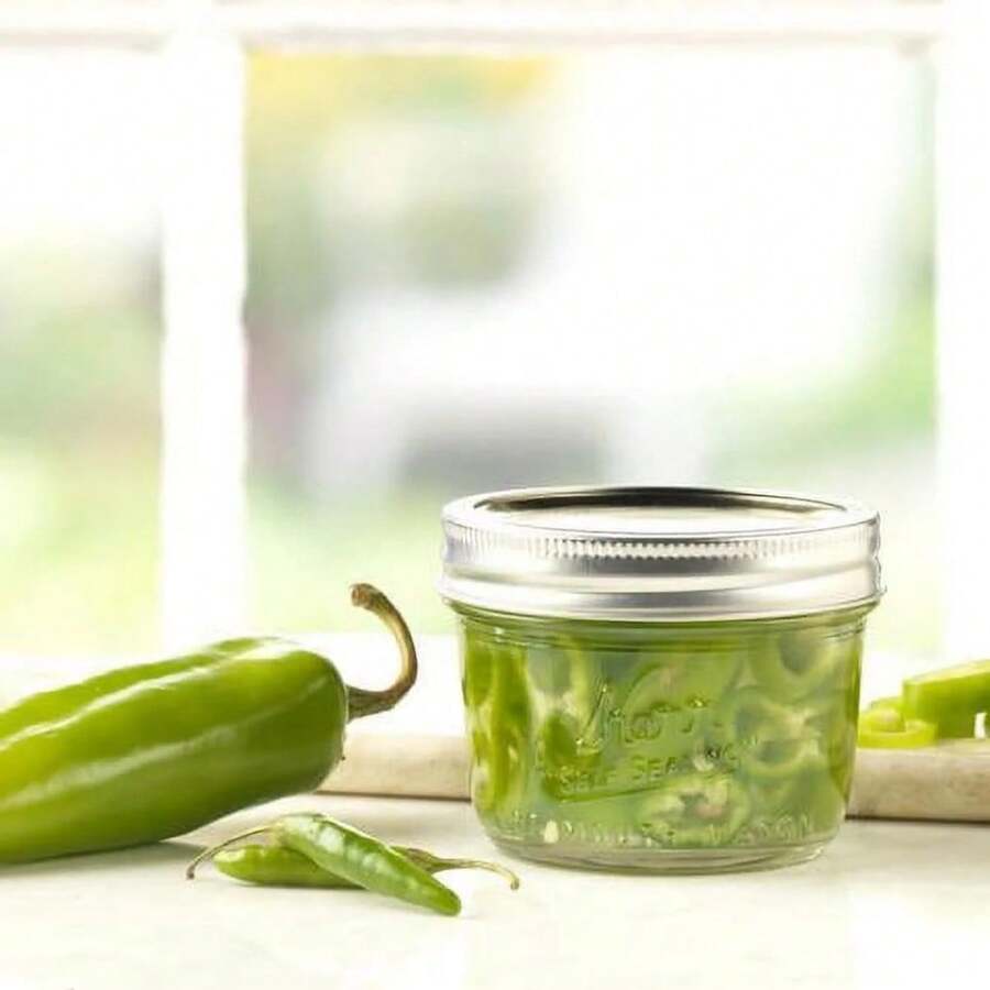 Canning Jars, Wide Mouth HalfPint (8 Oz.) Mason Jars With Lids And