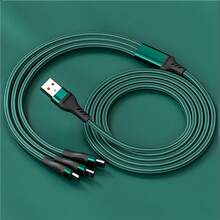 3 合 1 快速充电尼龙编织 USB 数据线，6A 超级快速充电数据线兼容 iPhone、Android、平板电脑 - 扁平设计，USB 转 Type-C MFI 认证 3 合 1 数据线兼容 iPhone 16/16pro/16pro Max/16plus/15/15pro/15plus/15promax 14 13 12 11 XR XS Mas 8 7 6 6s Plus 适用于 S Amsung、Moto、小米充电器数据线/Type-C/Android - 彩色 - 查看 15