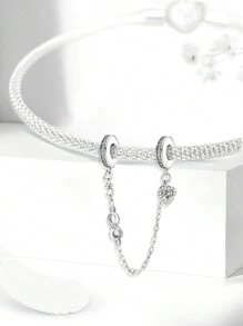 1 件优雅 925 纯银无限爱心链饰，适合女士手链、手镯、DIY 珠宝制作约会礼物精美女士珠宝情人节