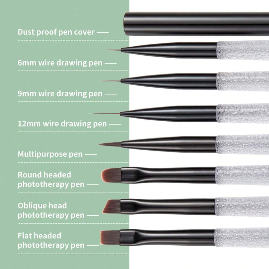 LUSLUKING 1/7pcs UV Gel Polish Painting Acrylic Nail Brushes Drawing