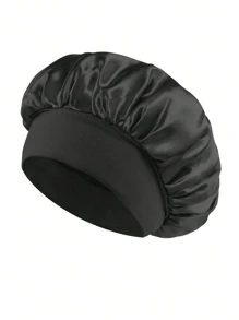 1/2pcs Men's Elastic & Silky Satin Bonnet , Wide Edge Comfortable Sleep Hat For Daily Style & Hair Care