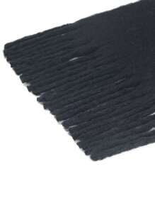 1PC Women's Autumn/Winter Black Solid Color Versatile College Style Elegant Coarse Beard Thick Warm Scarf, Suitable For Cold Proof Shopping And Dressing In Autumn/Winter Season