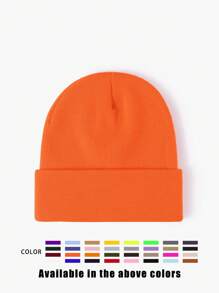 1pc Unisex Solid Color Knitted Hat, Y2K Style Outdoor Warm Beanie, Casual All-Match Winter Ski Cap Suitable For Daily Commute