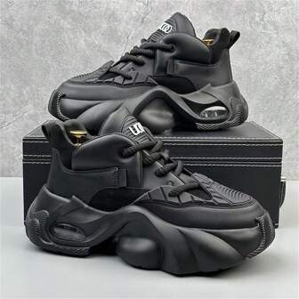 Men's Fashion Sneakers - Multi-Function Thick Sole, Chunky Sneakers To Add Height, Suitable For Outdoor & Casual Wear, Lace-Up, Four-Season Use