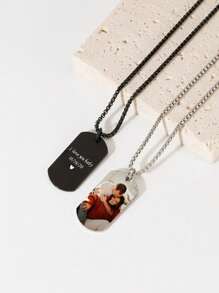 1pc Personalized Couple Necklace - Unique Design With Custom Engraved Color Photos, Stainless Steel Chain, Heartfelt Family Jewelry - The Perfect Romantic Valentine's Day Gift For Your Couple,Glow & Grace