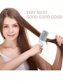 1 pieza Peine cilíndrico para peinar, para uso en seco y húmedo anti-estático, cepillo de cabello de tubo de aluminio, apto para el hogar/viaje - Multicolor - Ver 3