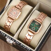 1pc Novo Relógio Analógico Quadrado Elegante Versátil Feminino, Adequado Para Trabalhadores De Escritório E Estudantes Para Uso Diário - Ouro - Ver 7