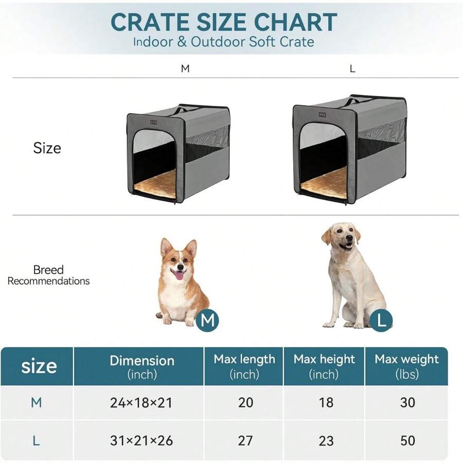 Soft Sided Dog Crate, Chewproof Design Breathable & Collapsible Dog