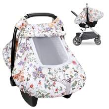Autostoelhoezen voor baby's, schokbestendige hoes voor autostoeltje, winddichte hoes voor baby-autostoeltje meisjes jongens, autostoelluifel met ademend gaas kijkvenster