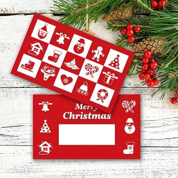 30 pezzi Biglietti gratta e vinci natalizi con disegni di Babbo Natale e albero di Natale - Buoni regalo fai-da-te per le vacanze, premi per giochi di festa, include adesivi gratta e vinci fortunati