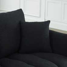 80.7" Modern Sofa Couch, Comfy Deep Seat Teddy Cloud Sofa, Upholstered 3-Seater Boucle Couch, Oversized Loveseat For Living Room, Bedroom, Office, Apartment - 黑色 - 查看 6