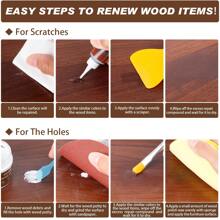 Wood Furniture Repair Kit, 6 Colors Wood Filler Hardwood Laminate Vinyl Floor Repair Kit, With Wood Putty, Wood Polish Wax For Hole, Scratch, Crack, Stain (Walnut Wood 15Pcs) - Walnut Wood 15pcs - View 3