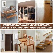 Wood Furniture Repair Kit, 6 Colors Wood Filler Hardwood Laminate Vinyl Floor Repair Kit, With Wood Putty, Wood Polish Wax For Hole, Scratch, Crack, Stain (Walnut Wood 15Pcs) - Walnut Wood 15pcs - View 5