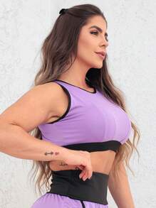 Women's Cropped Sports Fitness Top In Dry Fit Without Pads - 紫丁香 - 查看 3