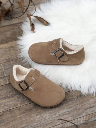 Zapatos de invierno para niños, nuevos para otoño/invierno 2024, unicolor con forro térmico, estilo coreano para niños y niñas