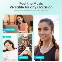 1pc Apple Wired Earphone With Noise Isolation, Built-In Microphone And Volume Control, High-Fidelity Stereo Sound Compatible With IPhone 16 15 14 13 12 11, And Other Audio Recording Devices, With Type-C/3.5mm/Lightning Port Plugs - White - View 7