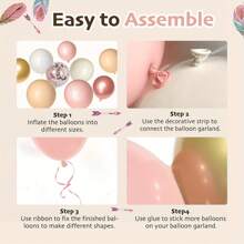 136-Piece Bohemian Balloon Arched Garland Set, Powder Blusher Gray Pink Ivory White Rose Gold Balloons Suitable For Shower, Bridesmaid Gift, Wedding, Engagement, Single Ladies, Birthday Party Decoration Aluminum Foil Paper Sequin Balloon - Multicolor - View 3
