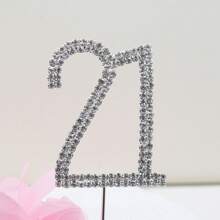 1 pieza Decoración para pastel de cumpleaños con cristal rhinestone para fiesta de boda y aniversario - plata - Ver 15