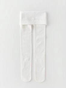 2 Pairs Girls/Kids Vertical Stripe, Floral, Cable Knit, Diamond Grid, Solid Black/White, College, Princess Style Fleece Tights, Thick Stirrup Leggings For Autumn/Winter, Suitable For Daily Wear