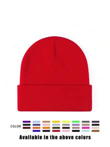 1pc Unisex Solid Color Knitted Hat, Y2K Style Outdoor Warm Beanie, Casual All-Match Winter Ski Cap Suitable For Daily Commute