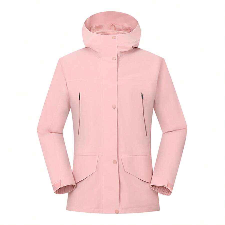 lanbu Áo khoác gió Sherpa-Fleece 3 trong 1 thời trang ngoài trời, chống nước, chống gió, 3 lớp, áo khoác ngoài thường ngày thể thao dành cho nữ LR2014A93001LB - Hồng - Xem 1