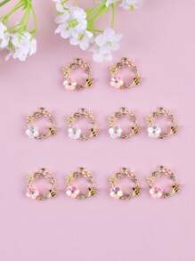 10pcs/set Fashion Zinc Alloy Rhinestone Decor Wreath DIY Pendant For Women For DIY Jewelry Making - Multicolor - View 6