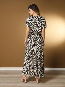 Women's Viscose Set Stripes, New Premium Model - 黑米色 - 查看 8
