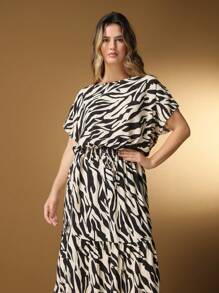 Women's Viscose Set Stripes, New Premium Model - 黑米色 - 查看 4