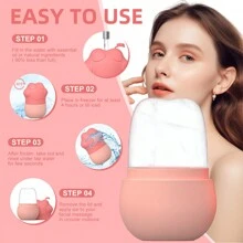 1 pieza Rodillo facial de hielo de silicona, rodillo facial de belleza de hielo, rodillo de hielo para cara, ojos y cuello, cuidado de la piel con rodillo de hielo, soporte de hielo para la cara, molde de silicona reutilizable para hielo facial - sin flores secas, spa, cuidado facial, regalo para chicas