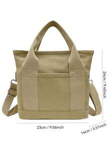 定制图案日式帆布包，时尚简约大容量手提包，适合办公室午餐包，学生通勤包，便携单肩包，适合日常使用或作为礼物 - 彩色 - 查看 3