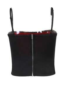 Women Y2k Sexy Backless Camisole, Girls Gothic Creative Spider Web Lace Edge Back Zipper Sleeveless Tops Slim Base Shirt - Đỏ - Xem 6