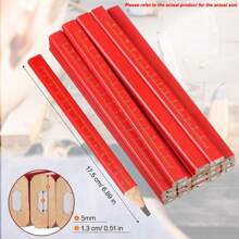 10/30 Piezas Lápices de carpintero, lápices de carpintero rojos octagonales duros negros para marcado de construcción, marcado de madera y concreto, de vuelta a la escuela