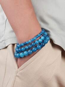 1pc Motivates Bracelet ,Blue Apatite Beads Relieve Stress Focus Bracelets For Men Women Yoga Meditation Jewelry Gifts