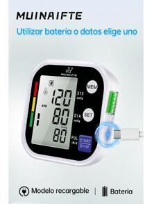 Español Monitor Presion Arterial Digital Lcd Para Brazo Intellective Carga USB - Blanco y Negro - Ver 5