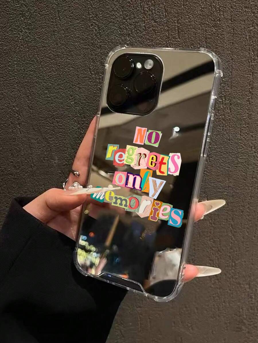 “不留遗憾，只留回忆”标语镜面防震手机壳，防水、防震、防刮擦