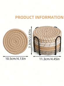 1pc/4pcs/8pcs Minimalist Woven Cup Coasters With Holders, Heat Resistant Kitchen Tabletop Coasters, Absorbent Coasters Set In 4 Colors, Suitable For Home Decor Table Protection For Various Cups, Random Color - Multicolor - View 2