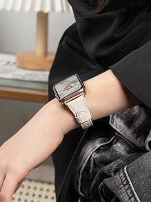 1 Dây đeo đồng hồ bằng da hình móng ngựa dành cho nữ, tương thích với Watch Fit 1/Fit 2/Fit 3/Fit 4/Fit 4 Pro - trắng - Xem 3