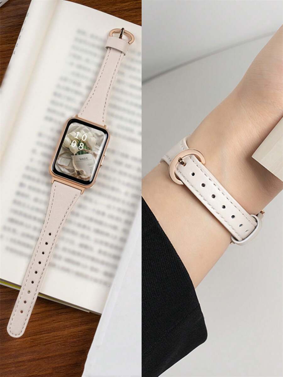 1 Dây đeo đồng hồ bằng da hình móng ngựa dành cho nữ, tương thích với Watch Fit 1/Fit 2/Fit 3/Fit 4/Fit 4 Pro
