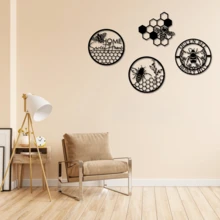 1pc Trang trí tường kim loại tổ ong màu đen, thích hợp để trang trí tường nhà ở phòng khách, vườn, phòng ngủ, văn phòng. Đơn giản và đẹp, thêm vẻ đẹp khác biệt cho không gian của bạn Quà tặng tốt nhất - màu đen - Xem 10