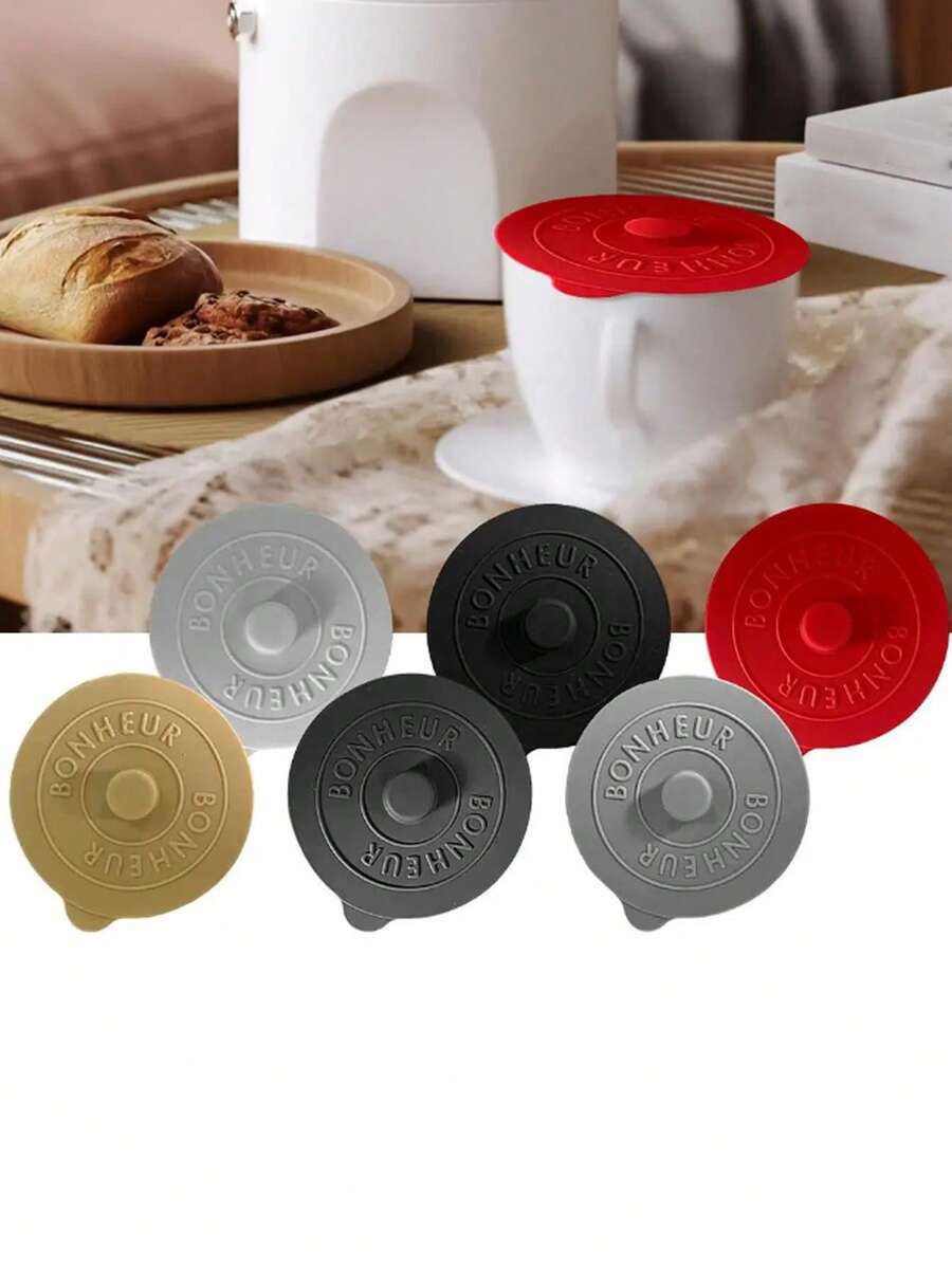 可重复使用的硅胶防尘杯盖，可爱吸盘密封杯套，防漏茶/咖啡杯配件