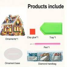 1pc 6.83*7.75inch Trang trí nhà Giáng sinh với điểm nhấn kim cương, Ngôi nhà nhỏ theo phong cách Châu Âu chiếu sáng đầy màu sắc, Trang trí Giáng sinh bằng kim cương tròn Rhinestone, Trang trí tiệc Giáng sinh, Nhà gỗ Giáng sinh, Quà tặng Giáng sinh, Trang trí Lễ Tạ ơn, Trang trí phòng, Trang trí nhà cửa, Giáng sinh - Nhiều màu - Xem 7