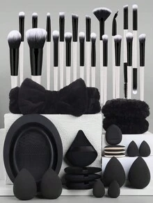 20件/26件/40件透明黑色高品质多功能专业化妆工具套装 - 适合作为礼物，专业化妆师，化妆刷套装，化妆刷套装，化妆刷套装，全套化妆工具，化妆刷套装，全套化妆工具，化妆刷套装，化妆刷套装，化妆礼品套装 - 無色 - 查看 16