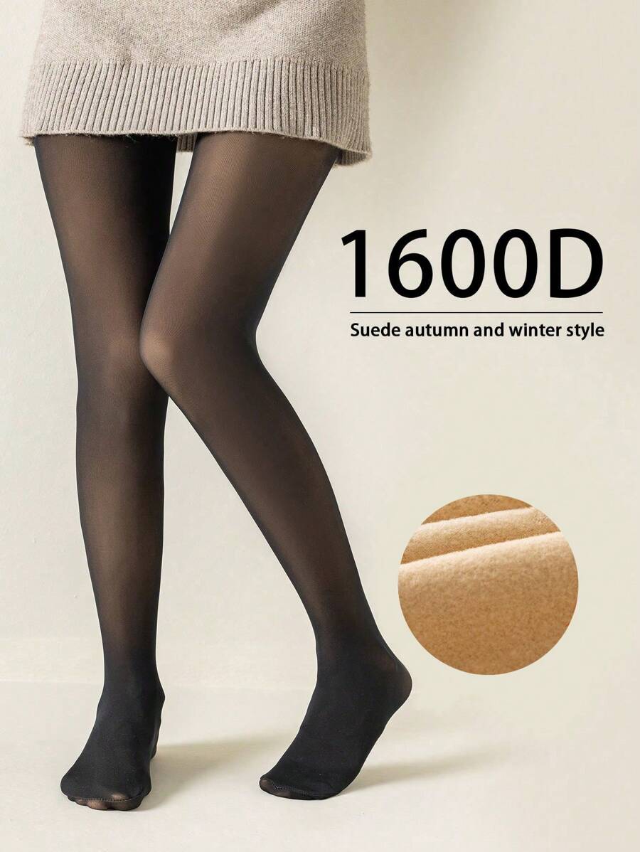 1pc Children Faux Pantyhose Tights, Autumn/Winter, Skin-Colored, High Elasticity, Breathable, Can Be Worn Outerwear, Thick Thermal Lined, For Girls