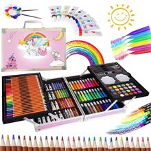 145 Piece Drawing And Art Supplies Kit, Professional Art Set, Sketching And Drawing Art Kit, Painting Kit With Aluminum Case, Foldable Watercolor Paint Set - Pink - View 1