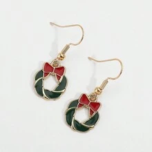 1 对圣诞元素吊坠耳环，适合女性节日佩戴 - 紅色 - 查看 20