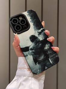 1 件复古时尚酷炫吸烟男士垂直仿皮图案经典防摔软壳适用于 iPhone 15/15 Plus/15 Pro/15 Pro Max 和三星 - 彩色 - 查看 3