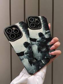 1 件复古时尚酷炫吸烟男士垂直仿皮图案经典防摔软壳适用于 iPhone 15/15 Plus/15 Pro/15 Pro Max 和三星 - 彩色 - 查看 4