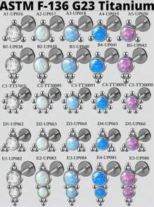 1PC G23 Titanium Opal /Zirconia Sun Flower Lip Studs Cluster Cz Ear Cartilage Tragus Helix Flat Labret Earring Piercing Body Jewelry - Titanium Original Color - View 8