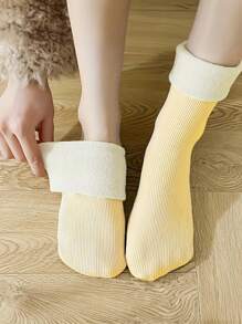 5 par damskich ciepłych skarpet śnieżnych - jednolity kolor, codzienne akcesoria