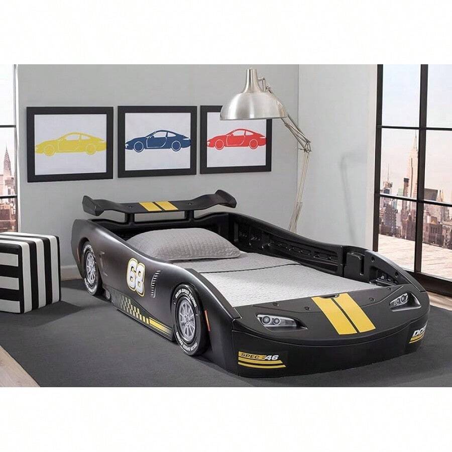 Delta Children Turbo Race Car Twin Bed, Black SHEIN UK